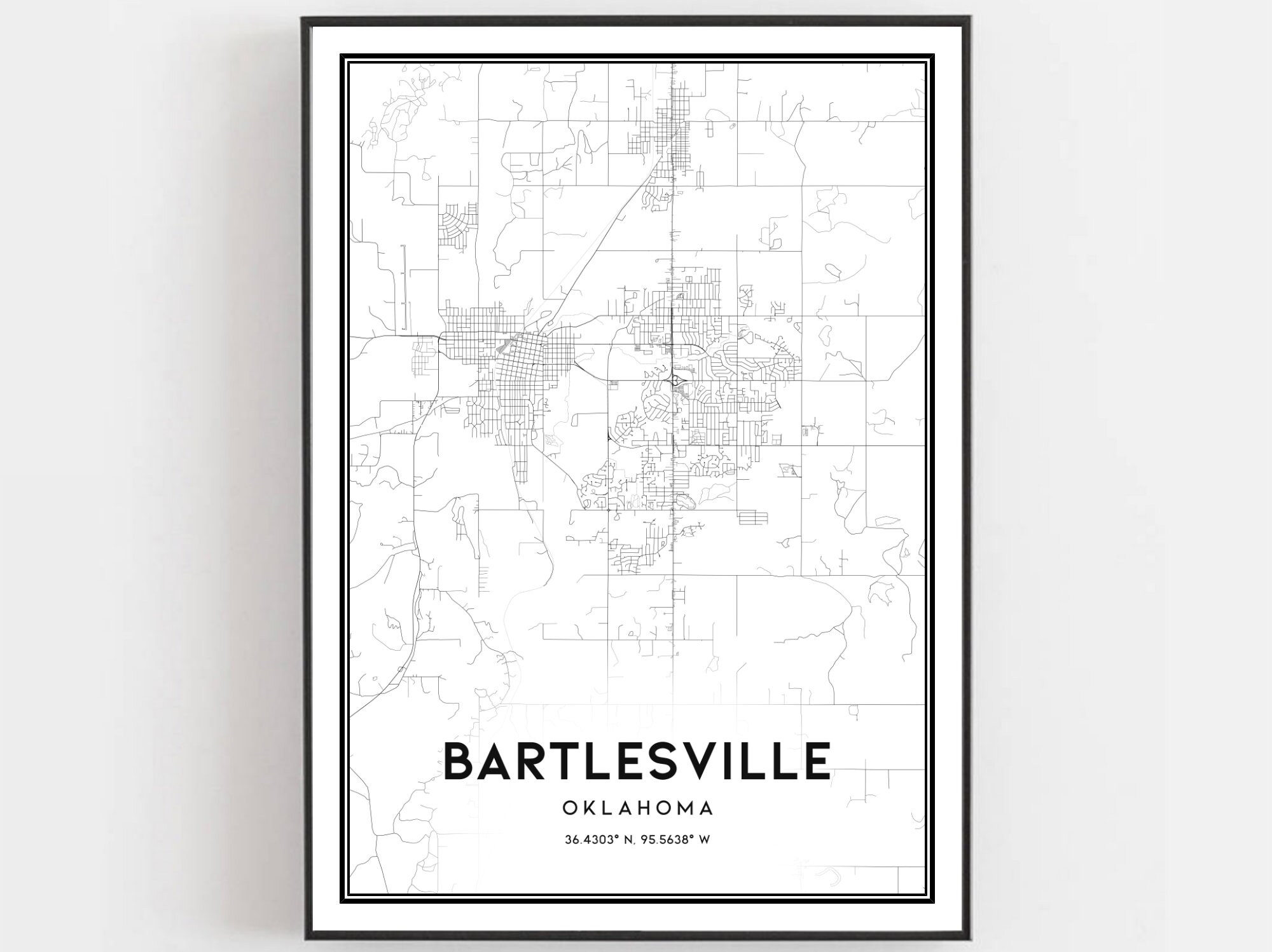 Bartlesville Map Print Bartlesville Map Poster Wall Art Ok - Etsy