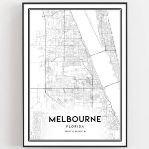 Melbourne Map Print, Melbourne Map Poster Wall Art, Fl City Map ...