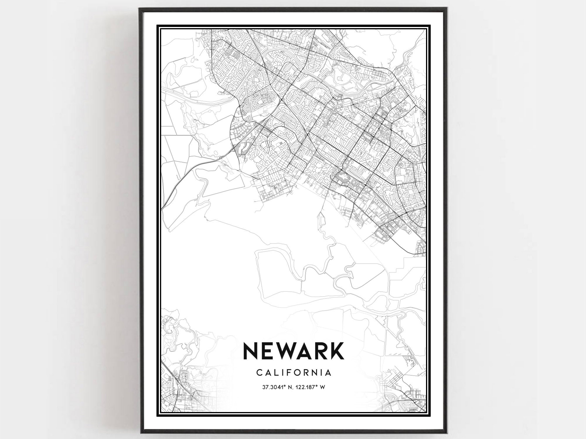 Newark Map Print Newark Map Poster Wall Art Ca City Map Etsy