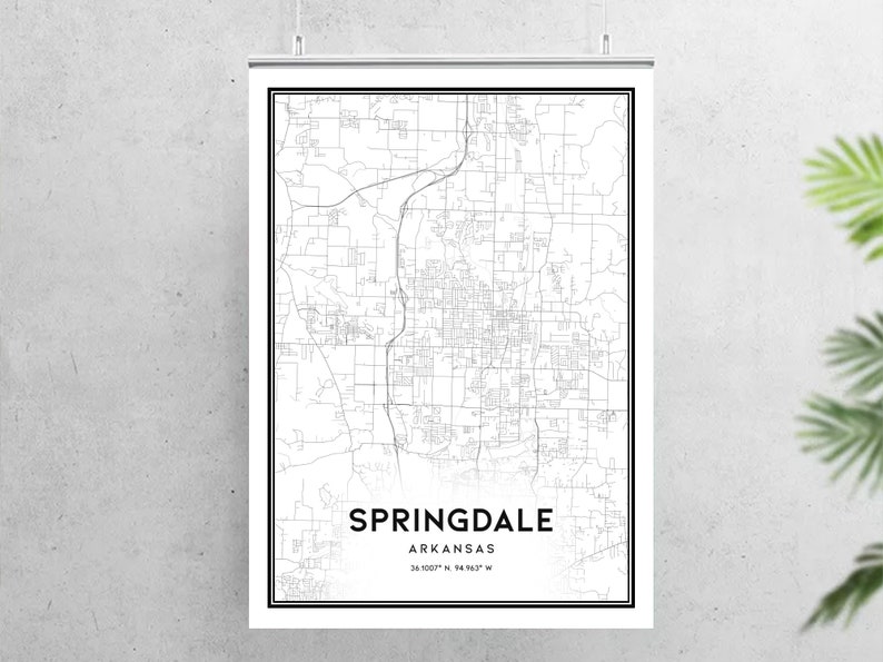 Springdale Map Print, Springdale Map Poster Wall Art, Ar City Map ...