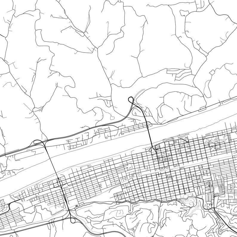 Huntington Map Print Huntington Map Poster Wall Art Va City Etsy