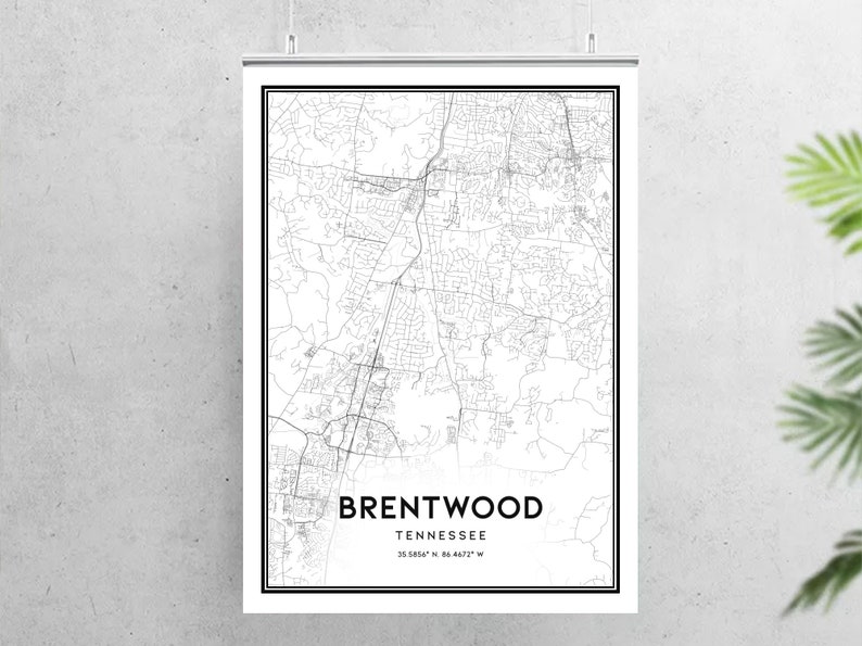 Brentwood Map Print Brentwood Map Poster Wall Art Tn City - Etsy UK