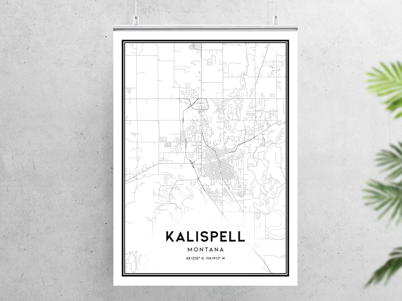 Kalispell Map Print Kalispell Map Poster Wall Art Mt City | Etsy