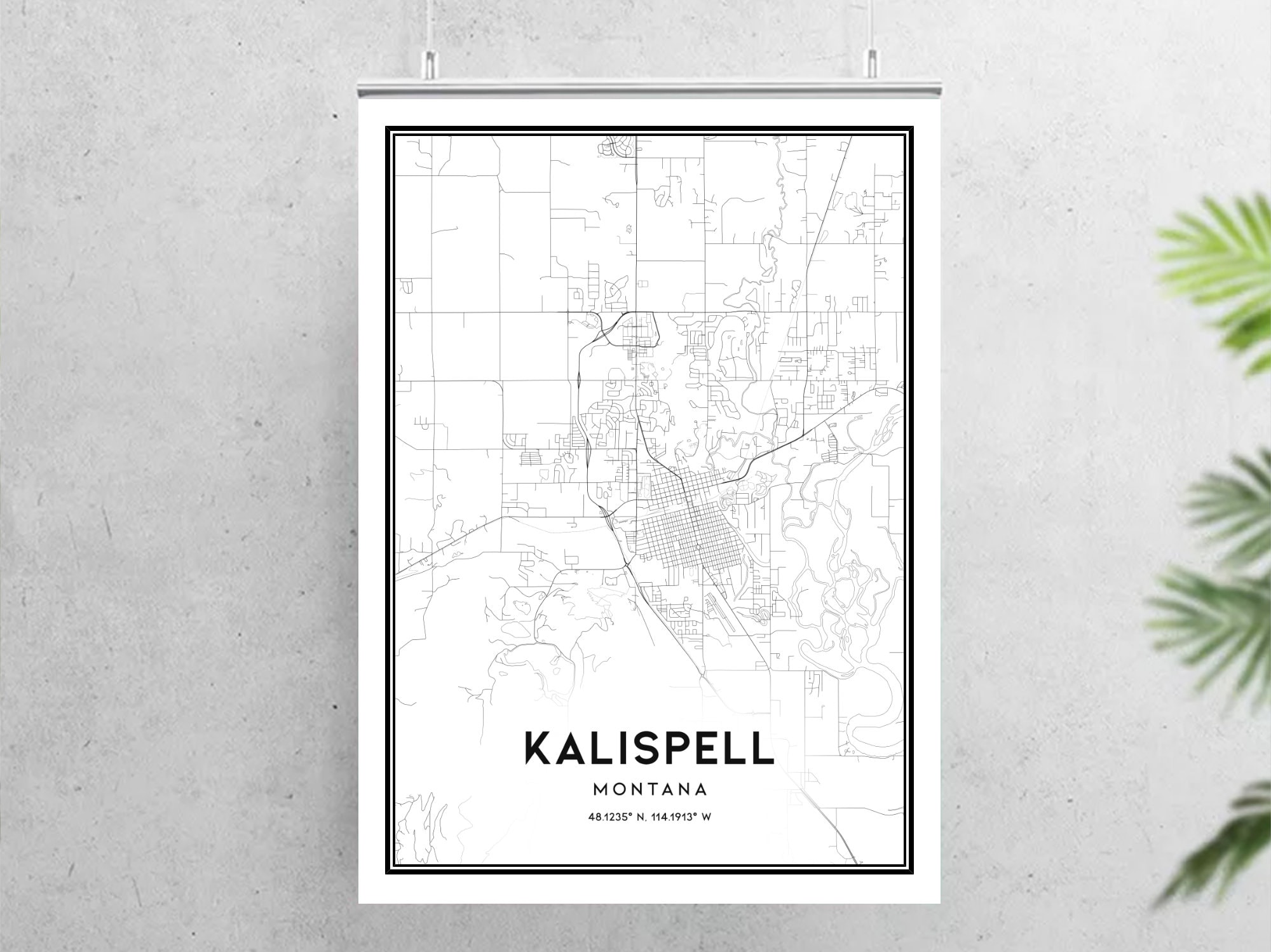 Kalispell Map Print Kalispell Map Poster Wall Art Mt City Etsy