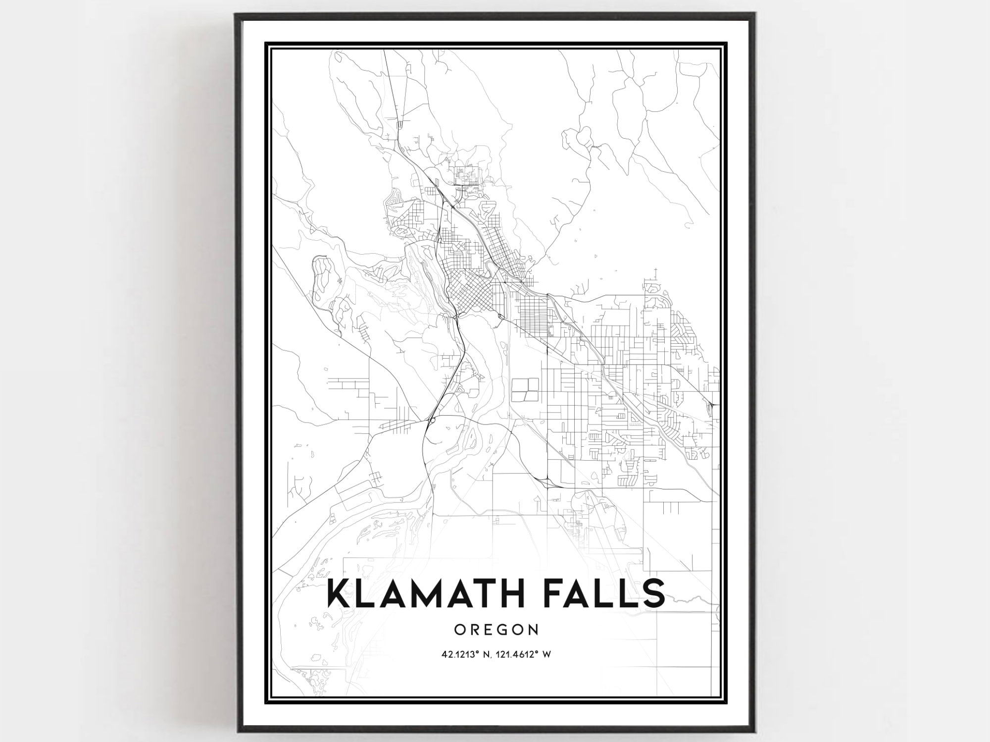 Klamath Falls Map Print Klamath Falls Map Poster Wall Art or | Etsy