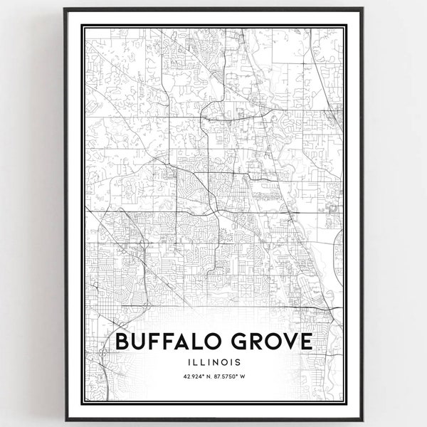Buffalo Grove Il Map Art Etsy