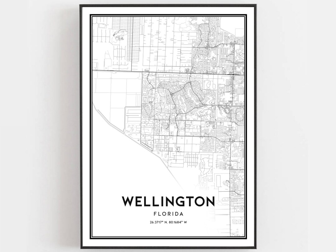 Wellington Map Print Wellington Map Poster Wall Art Fl City Map