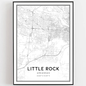 Little Rock Map Print, Little Rock Map Poster Wall Art, Ar City Map, Arkansas Print Street Map Decor, Road Map Gift, B410