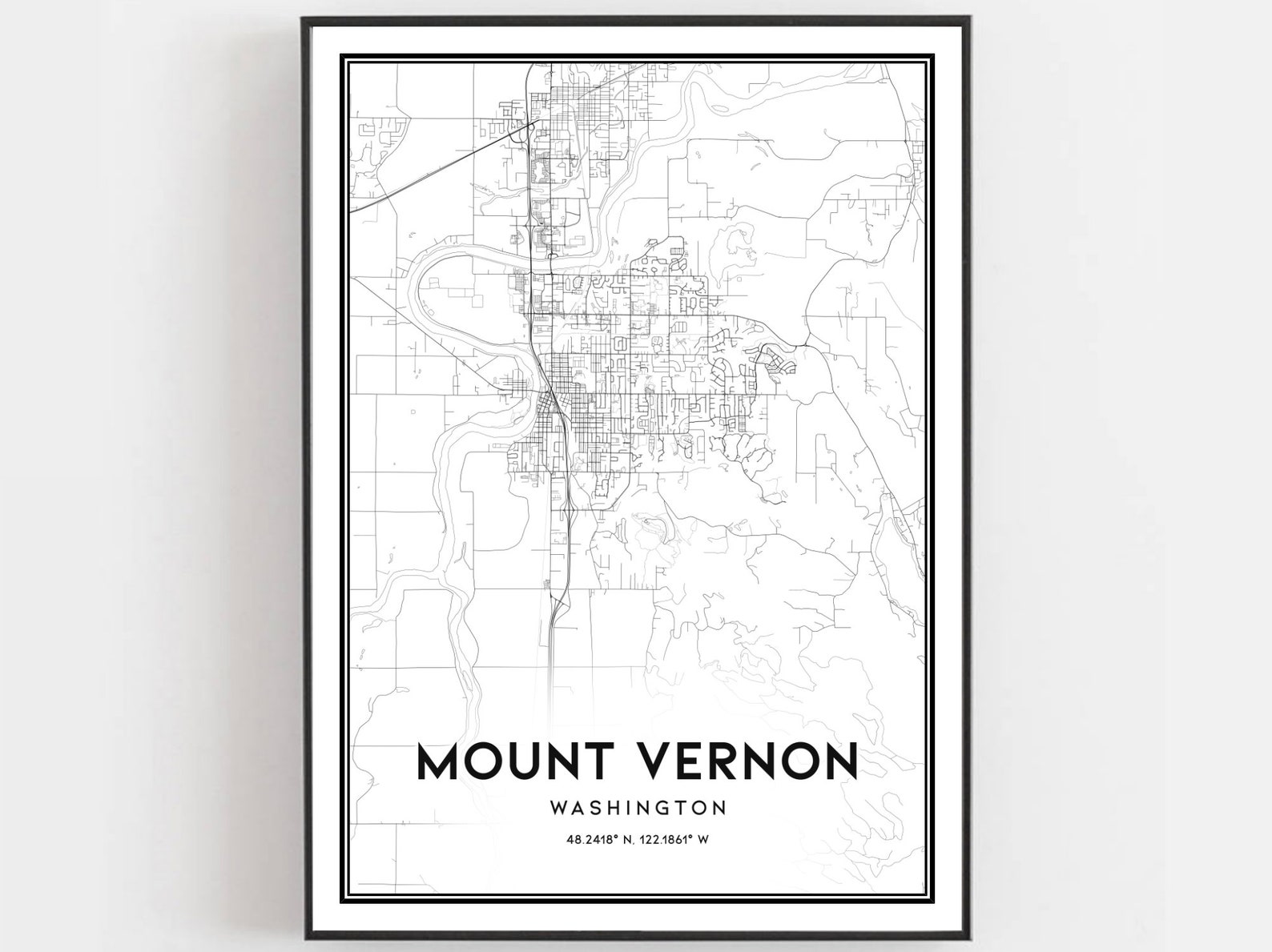 Mount Vernon Map Print Mount Vernon Map Poster Wall Art Wa Etsy