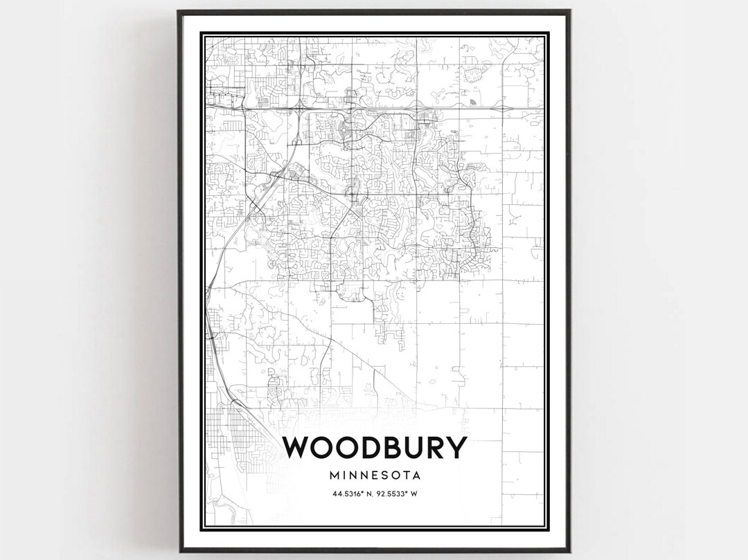 Woodbury Map Print, Woodbury Map Poster Wall Art, Mn City Map