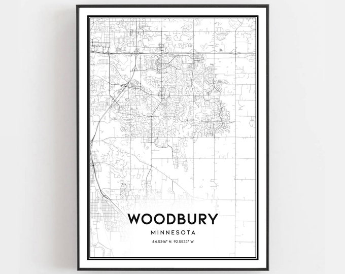 Woodbury Map Print, Woodbury Map Poster Wall Art, Mn City Map ...