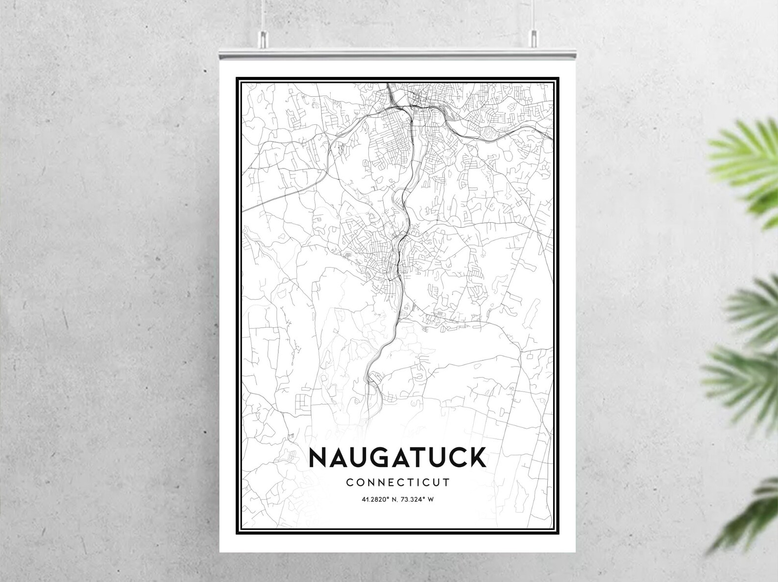 Naugatuck Map Print Naugatuck Map Poster Wall Art Ct City Etsy