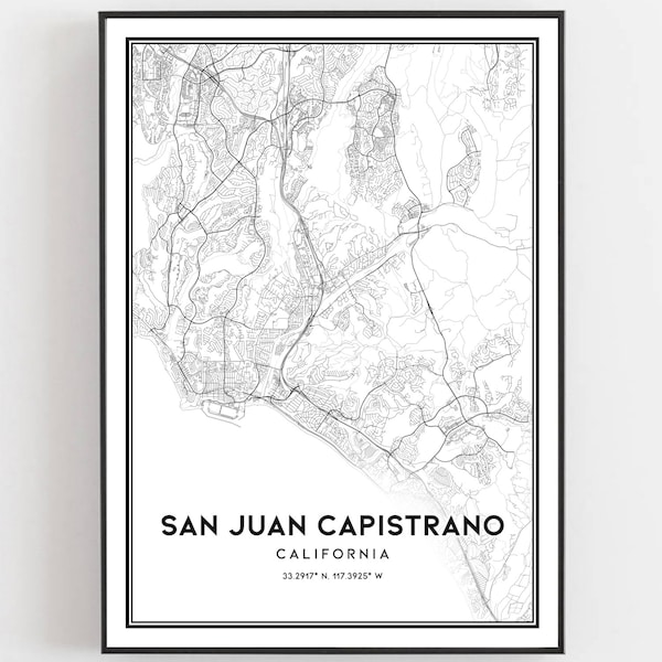 San Juan Capistrano Map Print, San Juan Capistrano Map Poster Wall Art, Ca  City Map, California Print Street Map Decor, Road Map