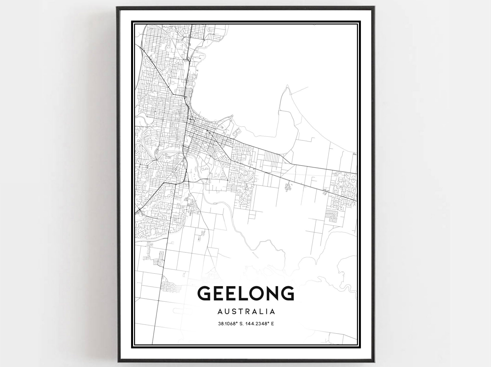Geelong Map Print Geelong Map Poster Wall Art Geelong City Etsy