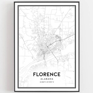 Florenz Karte Druck, Florenz Karte Poster Wandkunst, Al Stadt Karte, Alabama Print Straßenkarte Dekor, Straßenkarte Geschenk, B1021