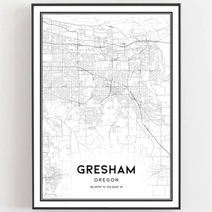 Gresham Karte Druck, Gresham Karte Poster Wandkunst, Oder Stadt karte, Oregon Print Straßenkarte Dekor, Straßen karte Geschenk, B822
