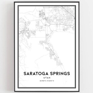 Saratoga Springs Map Print, Saratoga Springs Map Poster Wall Art, Ut City Map, Utah Print Street Map Decor, Road Map Gift, B2043