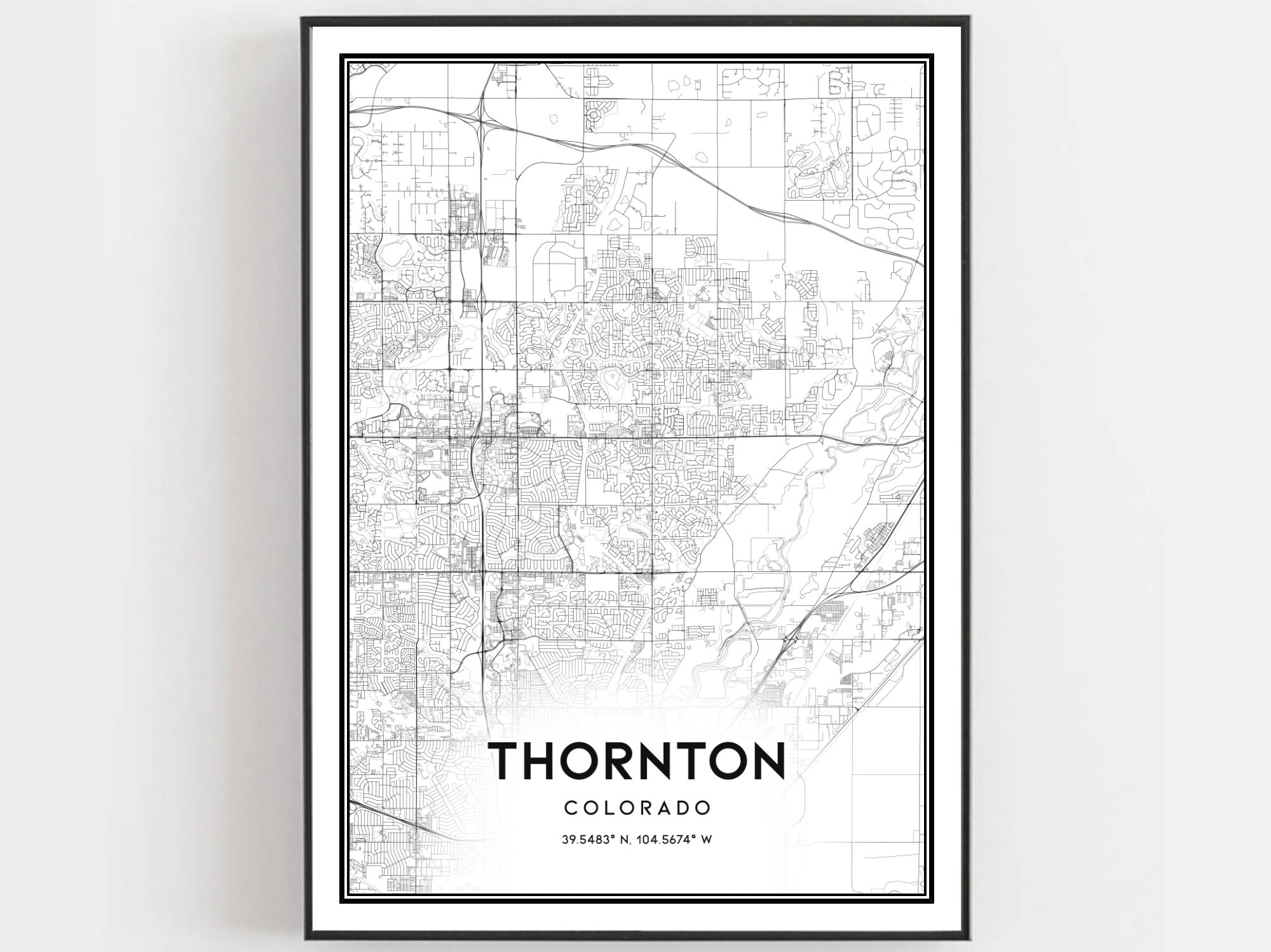 Thornton Map Print Thornton Map Poster Wall Art Co City Map | Etsy