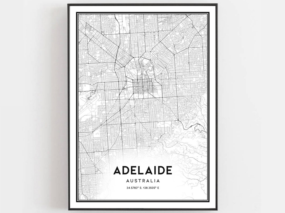 Adelaide Map Print Adelaide Map Poster Wall Art Adelaide Etsy