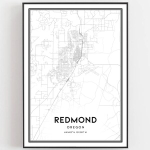 Redmond Karte Druck, Redmond Karte Poster Wandkunst, Oder Stadt karte, Oregon Print Straßenkarte Dekor, Straßen karte Geschenk, B1867
