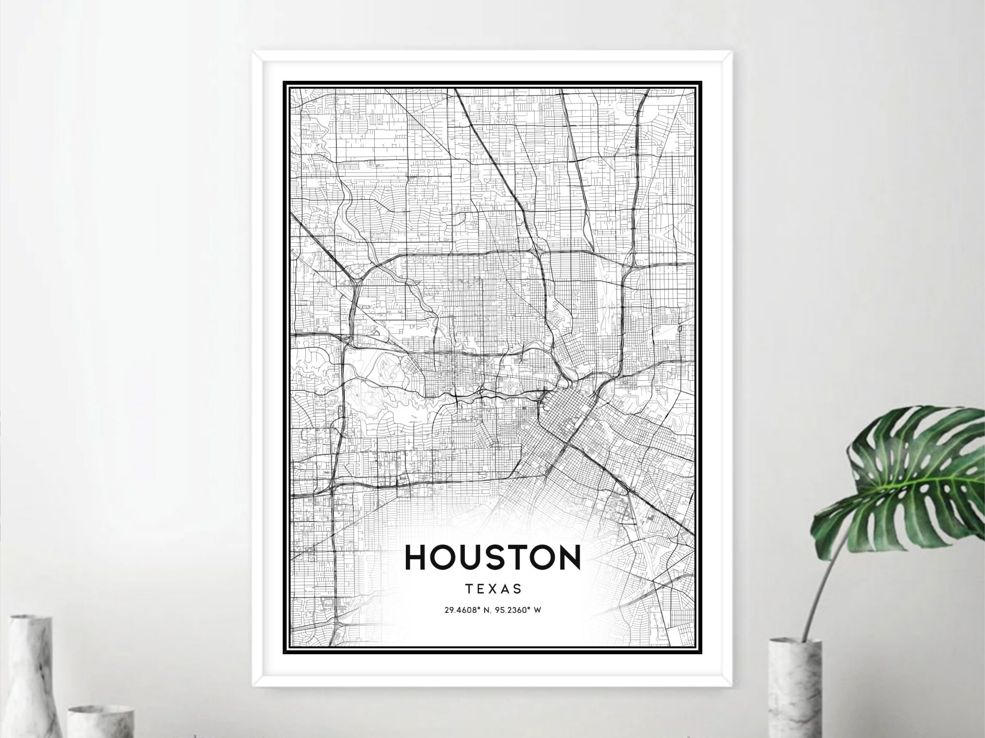 Houston Map Print Houston Map Poster Wall Art Tx City Map | Etsy