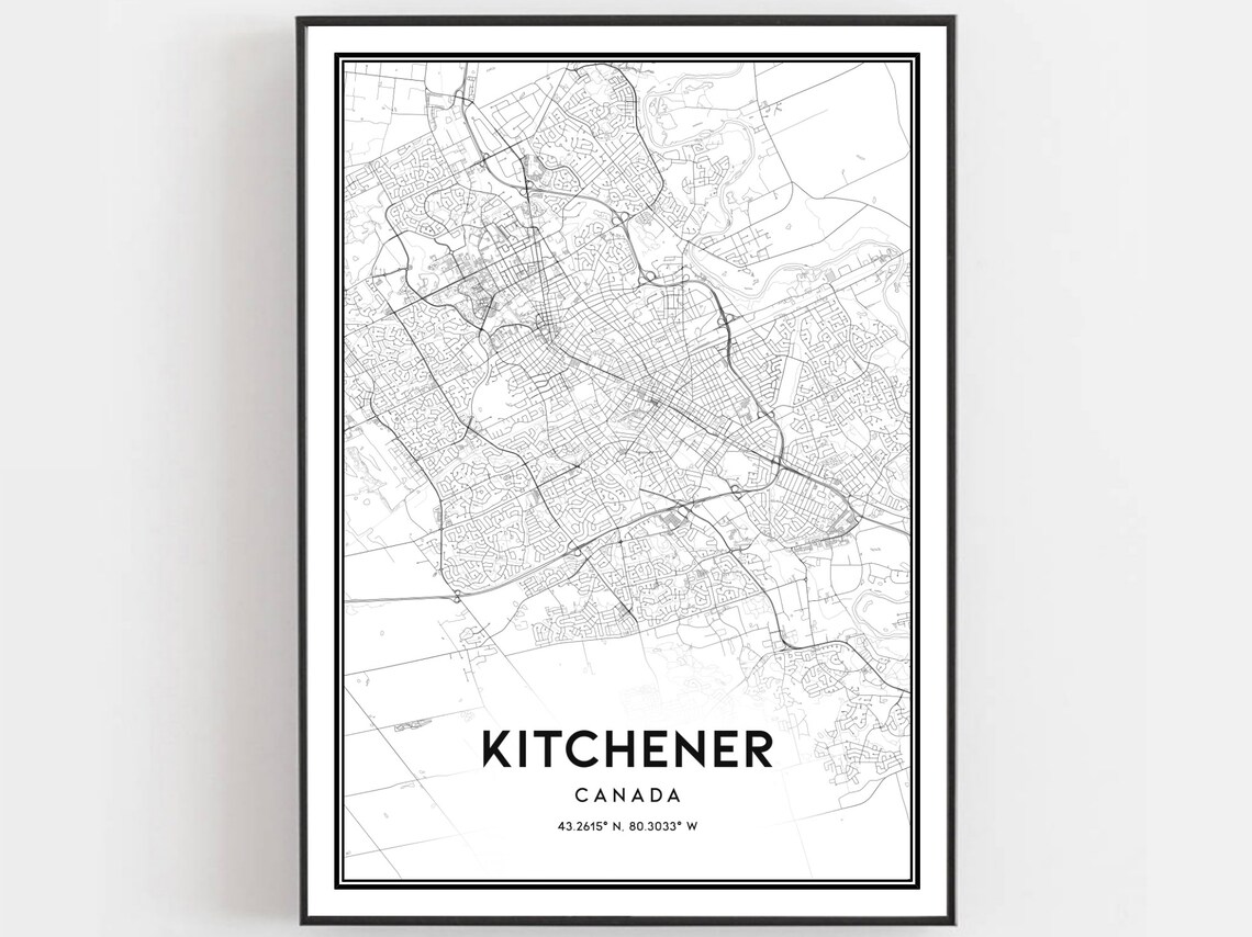 Kitchener Map Print Kitchener Map Poster Wall Art Kitchener | Etsy