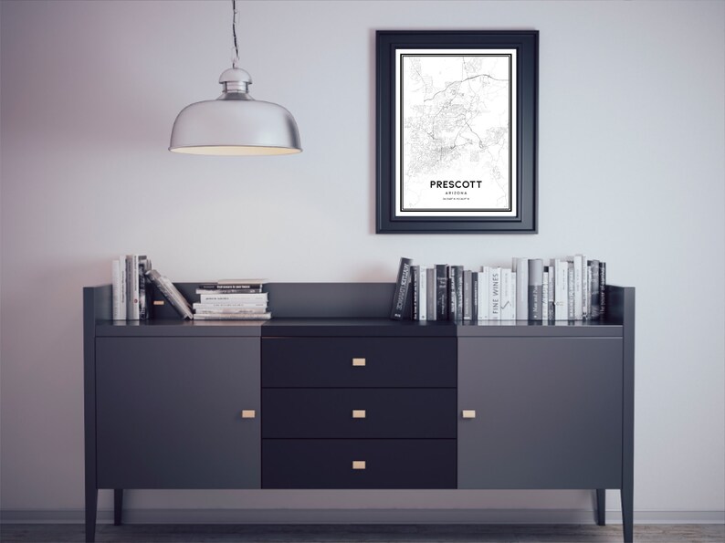 Prescott Map Print Prescott Map Poster Wall Art Az City Map Etsy