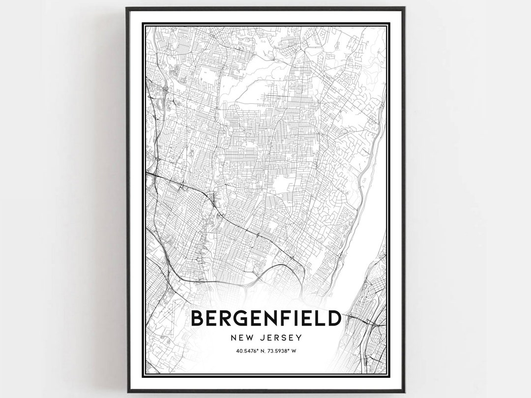 Bergenfield Map Print, Bergenfield Map Poster Wall Art, Nj City Map