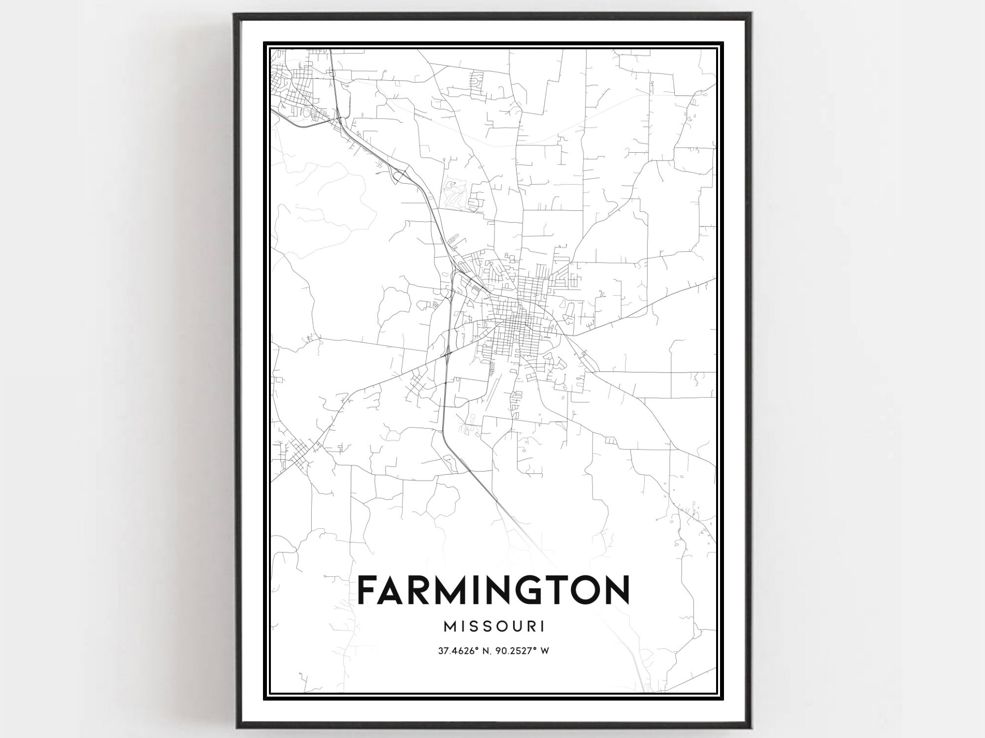 Farmington Map Print Farmington Map Poster Wall Art Mo City Etsy
