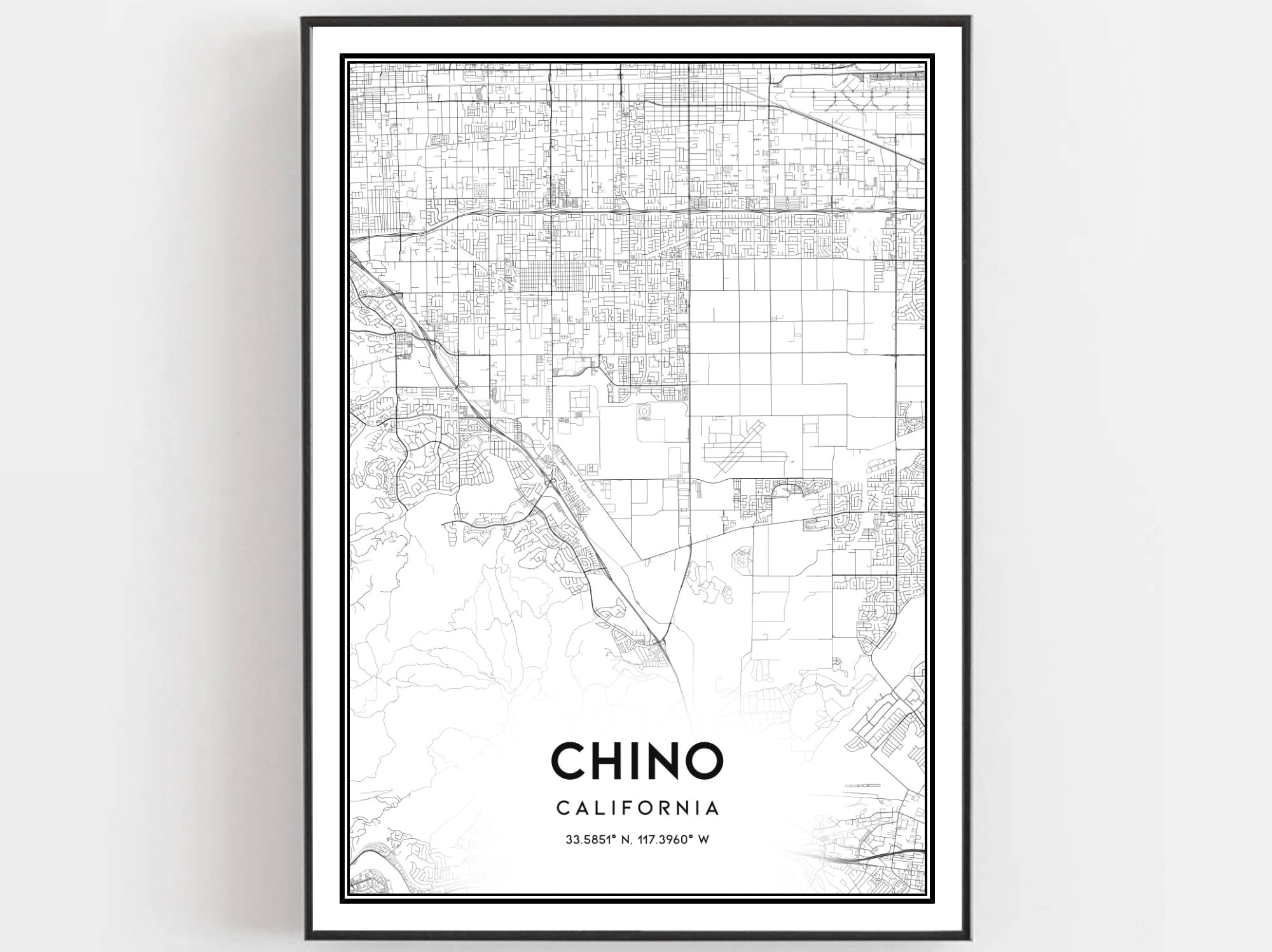 Chino California Zip Code Wall Map Premium Style By M vrogue.co