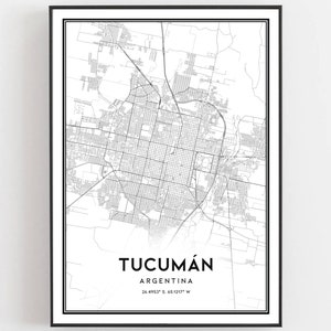 Tucumán Karte Druck, Tucumán Karte Poster Wandkunst, Tucumán Stadtplan, Tucumán Print Straßenkarte Dekor, Straßenkarte Geschenk, B305