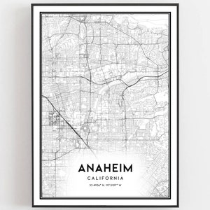 Anaheim Karte Druck, Anaheim Karte Poster Wandkunst, Ca Stadt karte, Kalifornien Print Straßenkarte Dekor, Straßen karte Geschenk, B470