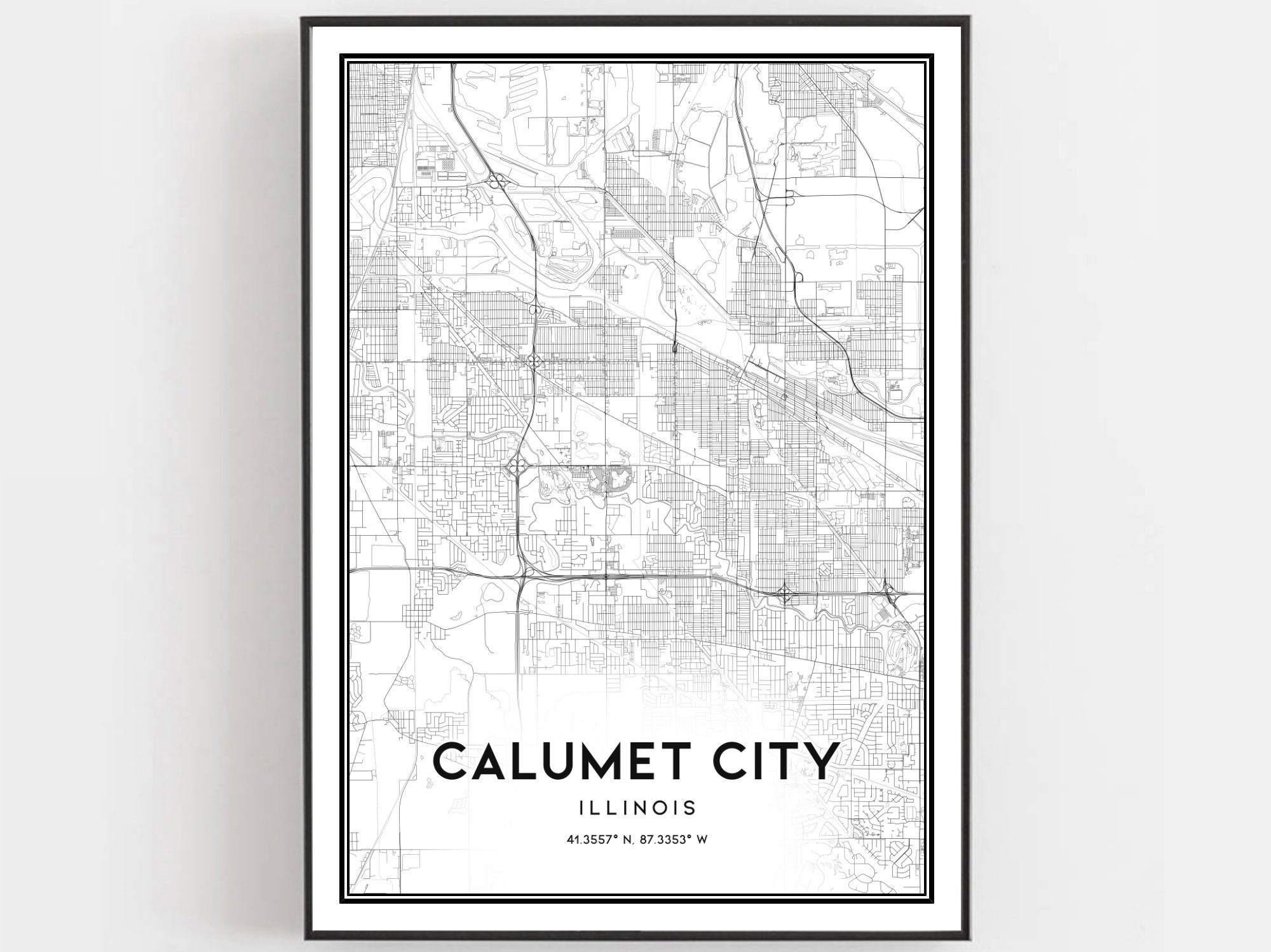 Calumet City Map Print Calumet City Map Poster Wall Art Il Etsy