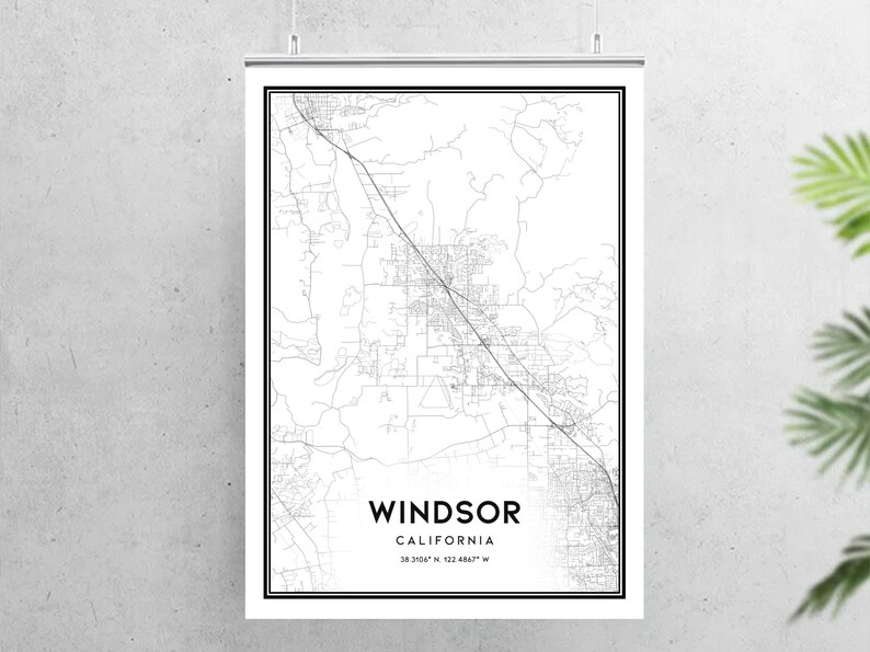 Windsor Map Print Windsor Map Poster Wall Art Ca City Map Etsy