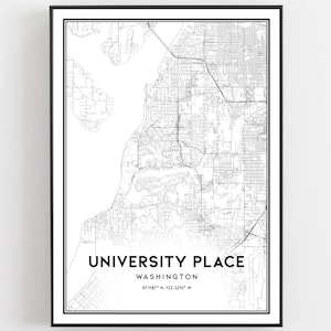 University Place Map Print, University Place Map Poster Wall Art, Wa City Map, Washington Print Straßenkarte Dekor, Road Map Geschenk, B1795