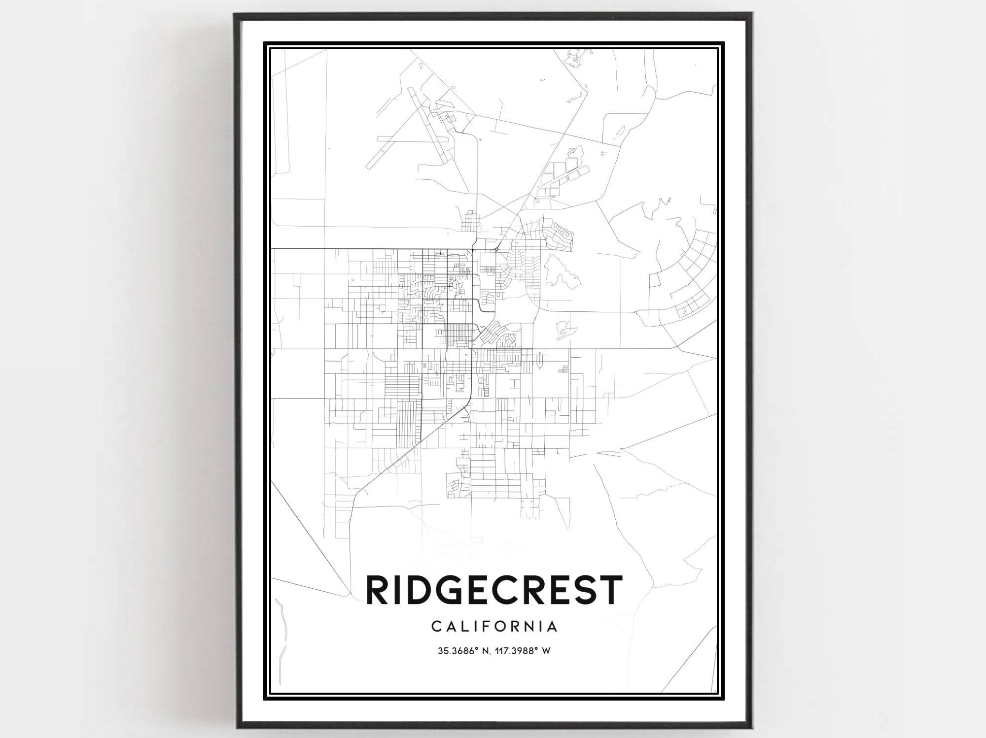 Ridgecrest Map Print Ridgecrest Map Poster Wall Art Ca City Etsy