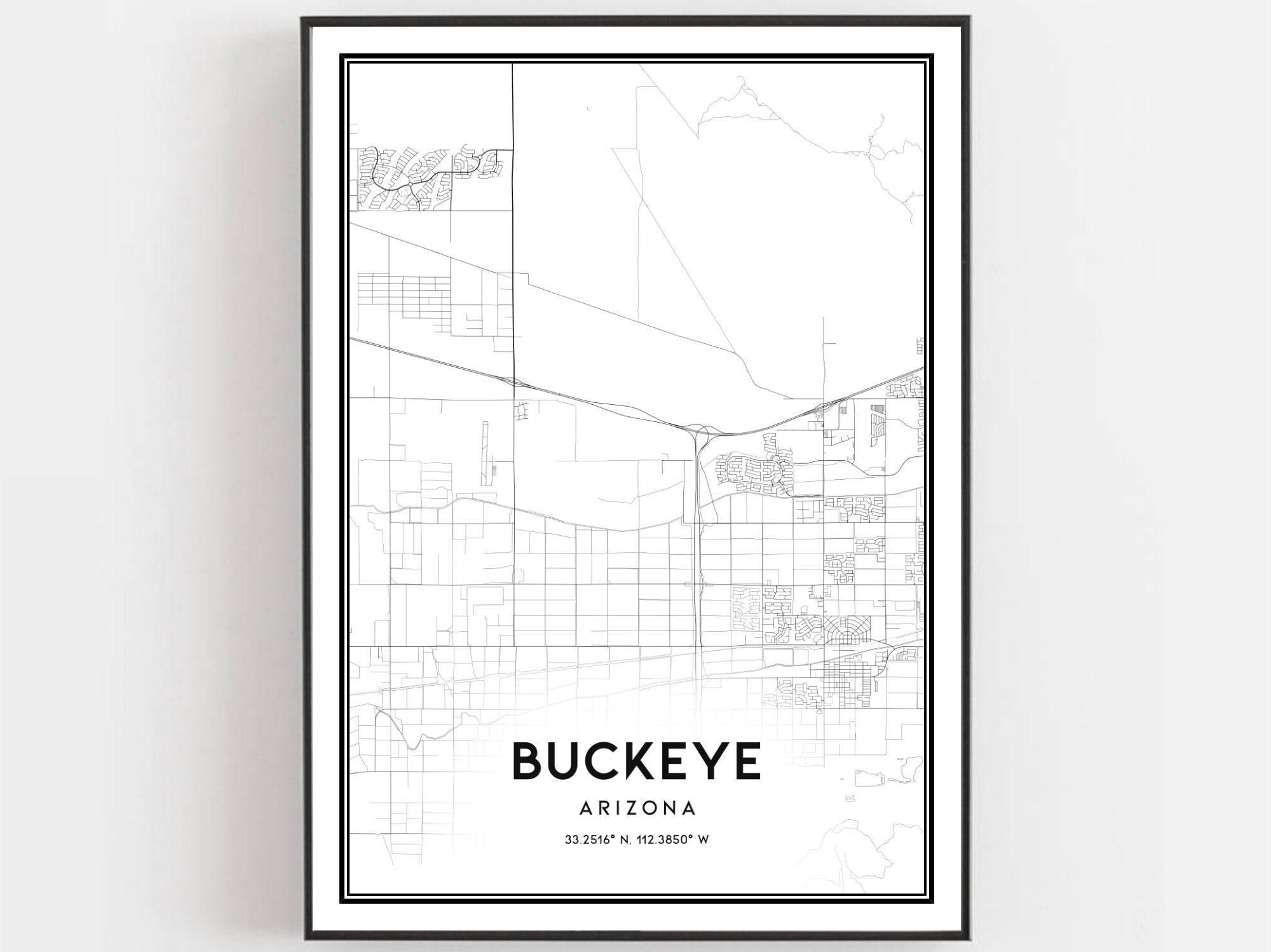 Buckeye Map Print Buckeye Map Poster Wall Art Az City Map Etsy