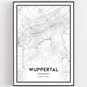 Wuppertal Karte Druck, Stadtplan Geschenk, B318