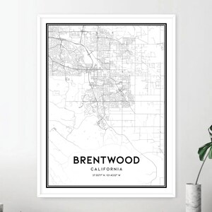 Brentwood Map Print, Brentwood Map Poster Wall Art, Ca City Map ...