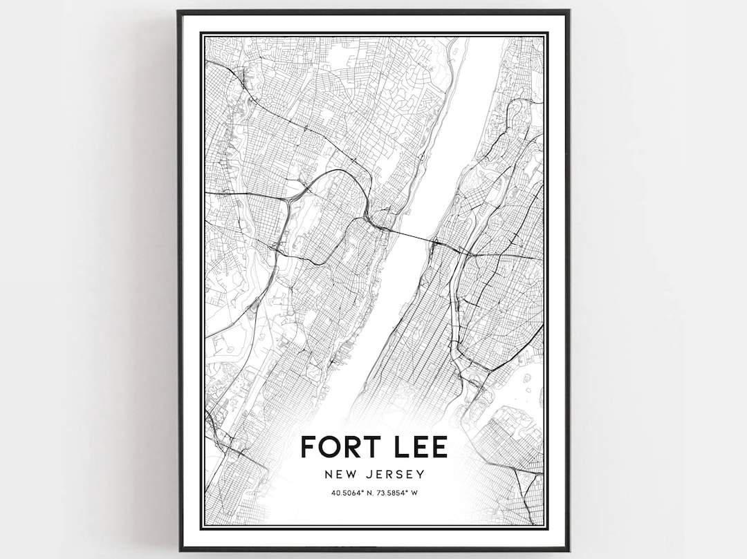 Fort Lee Map Print, Fort Lee Map Poster Wall Art, Nj City Map, New