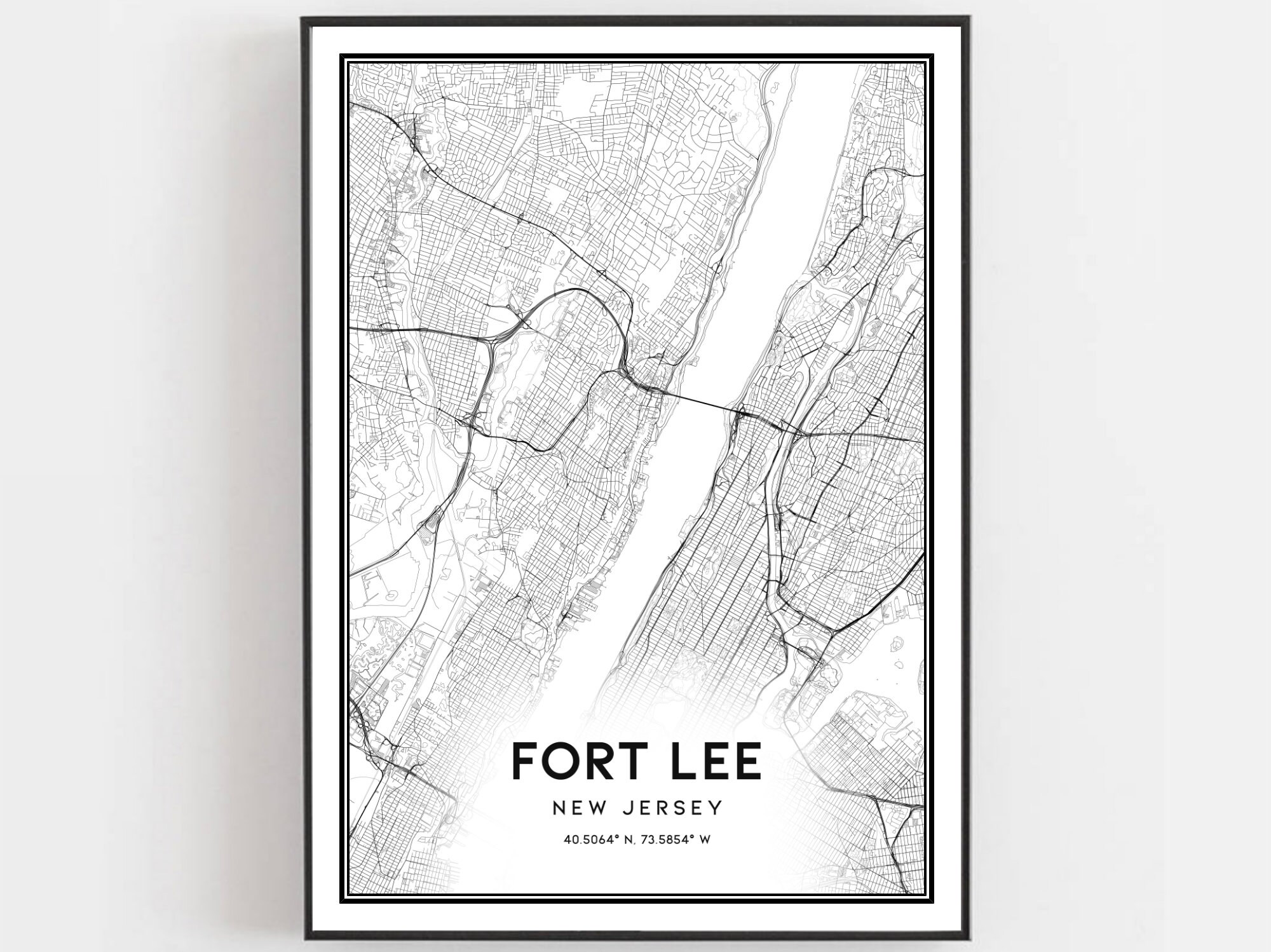 Fort Lee Map Print Fort Lee Map Poster Wall Art Nj City Map Etsy