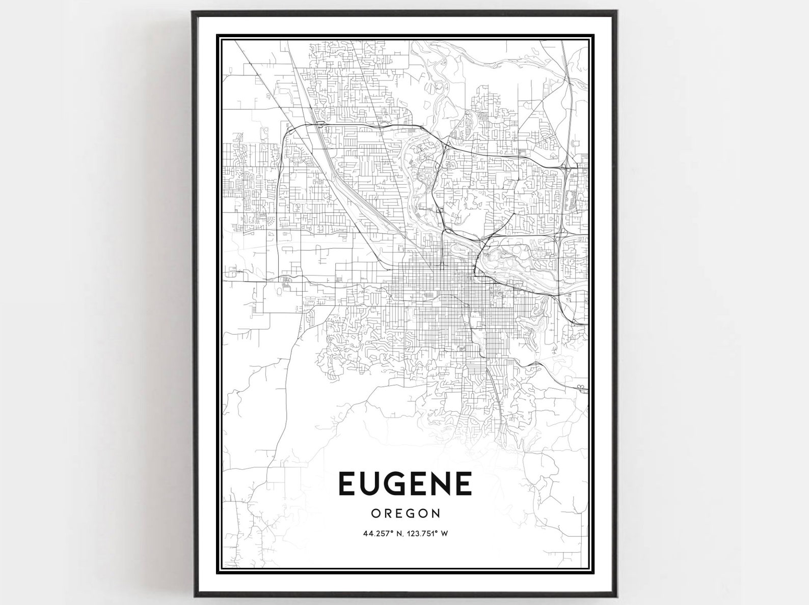 Eugene Map Print Eugene Map Poster Wall Art or City Map - Etsy