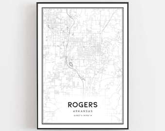 Rogers Map Poster, Rogers Map Print, Rogers Personalized Map Art ...