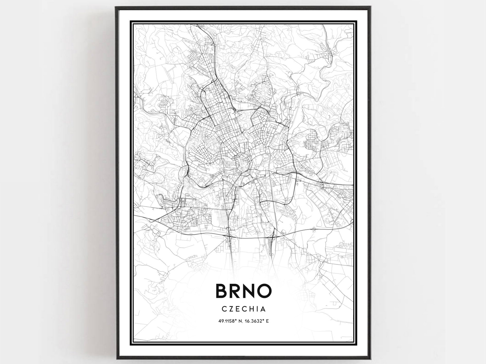 Brünn Karte, Brünn Karte Poster, Wandkunst, Brünn Karte, Brünn Karte ...