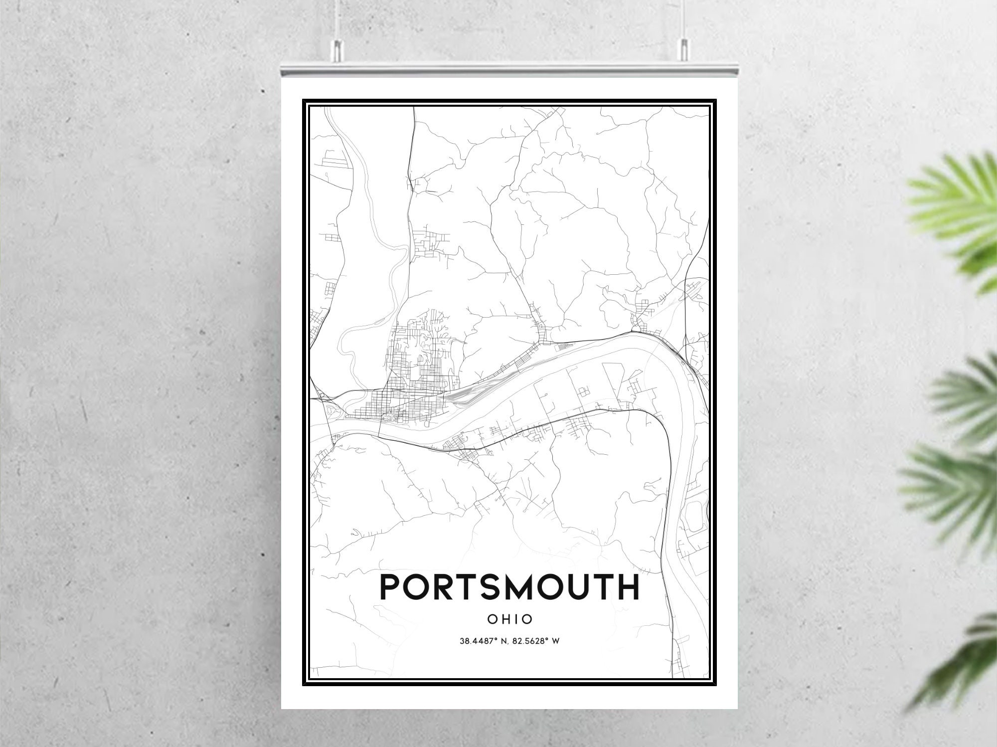 Portsmouth Map Print Portsmouth Map Poster Wall Art Oh City Etsy