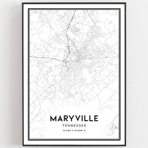 Maryville Map Print, Maryville Map Poster Wall Art, Tn City Map ...