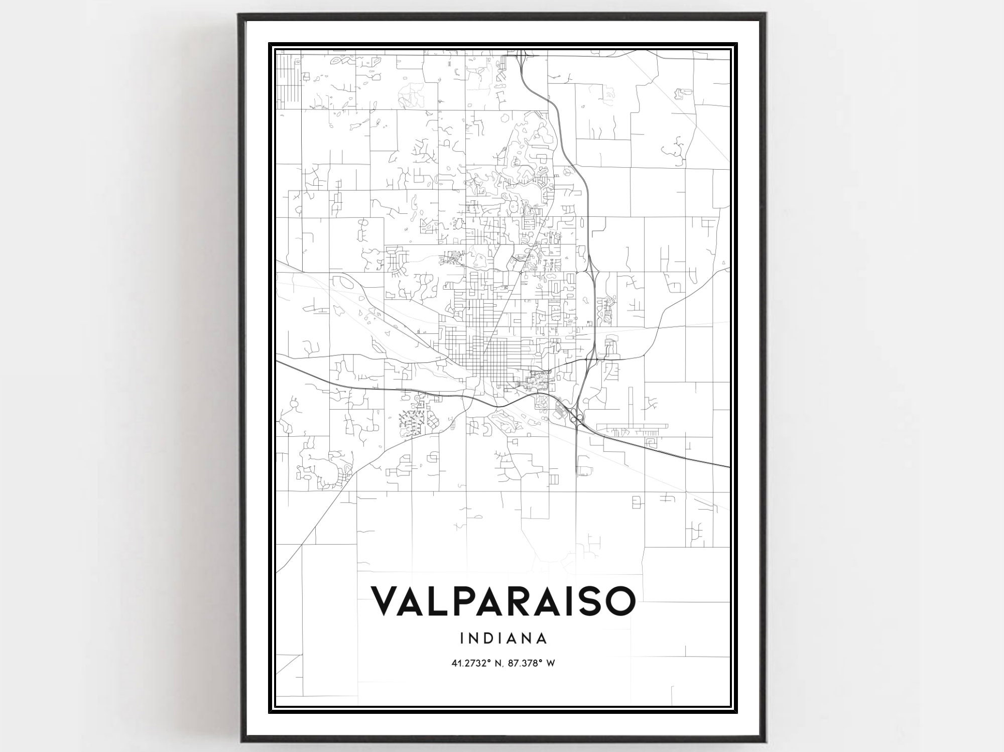 Valparaiso Map Print Valparaiso Map Poster Wall Art In City | Etsy