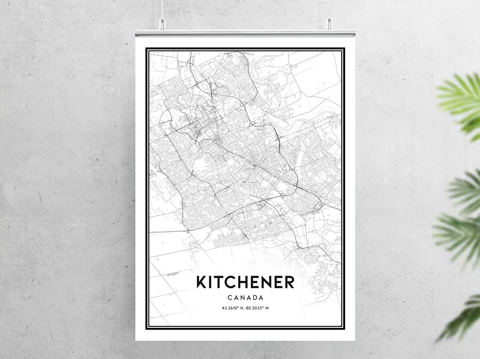Kitchener Map Print Kitchener Map Poster Wall Art Kitchener Etsy