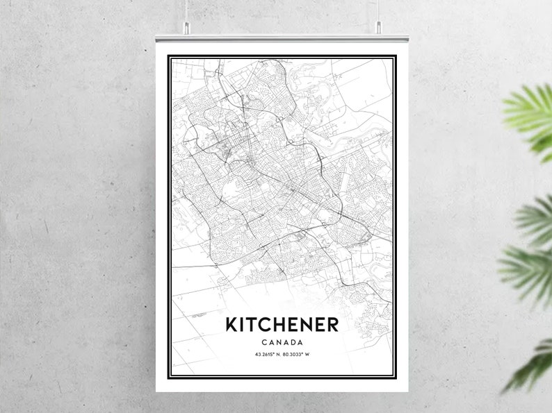 Kitchener Map Print Kitchener Map Poster Wall Art Kitchener Etsy