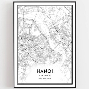 Hanoi Karte Druck, Hanoi Karte Poster Wandkunst, Hanoi Stadt karte, Hanoi Print Straßenkarte Dekor, Straßen karte Geschenk, B61